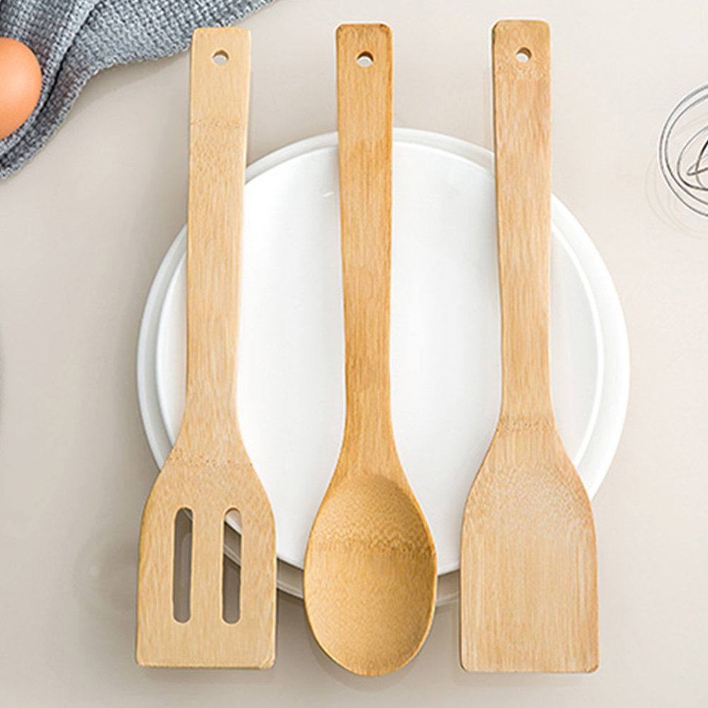 Home Cooking Utensil Set - 5Pcs Bamboo Cooking Utensil Set Premium
