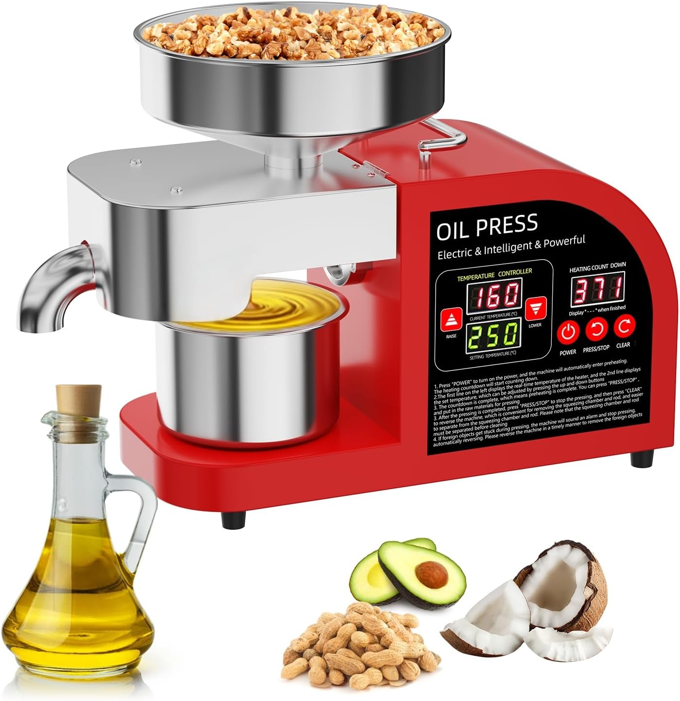 Home Cooking Oil Making Machine - Professional 2-in-1 Oil Press Machine, 304