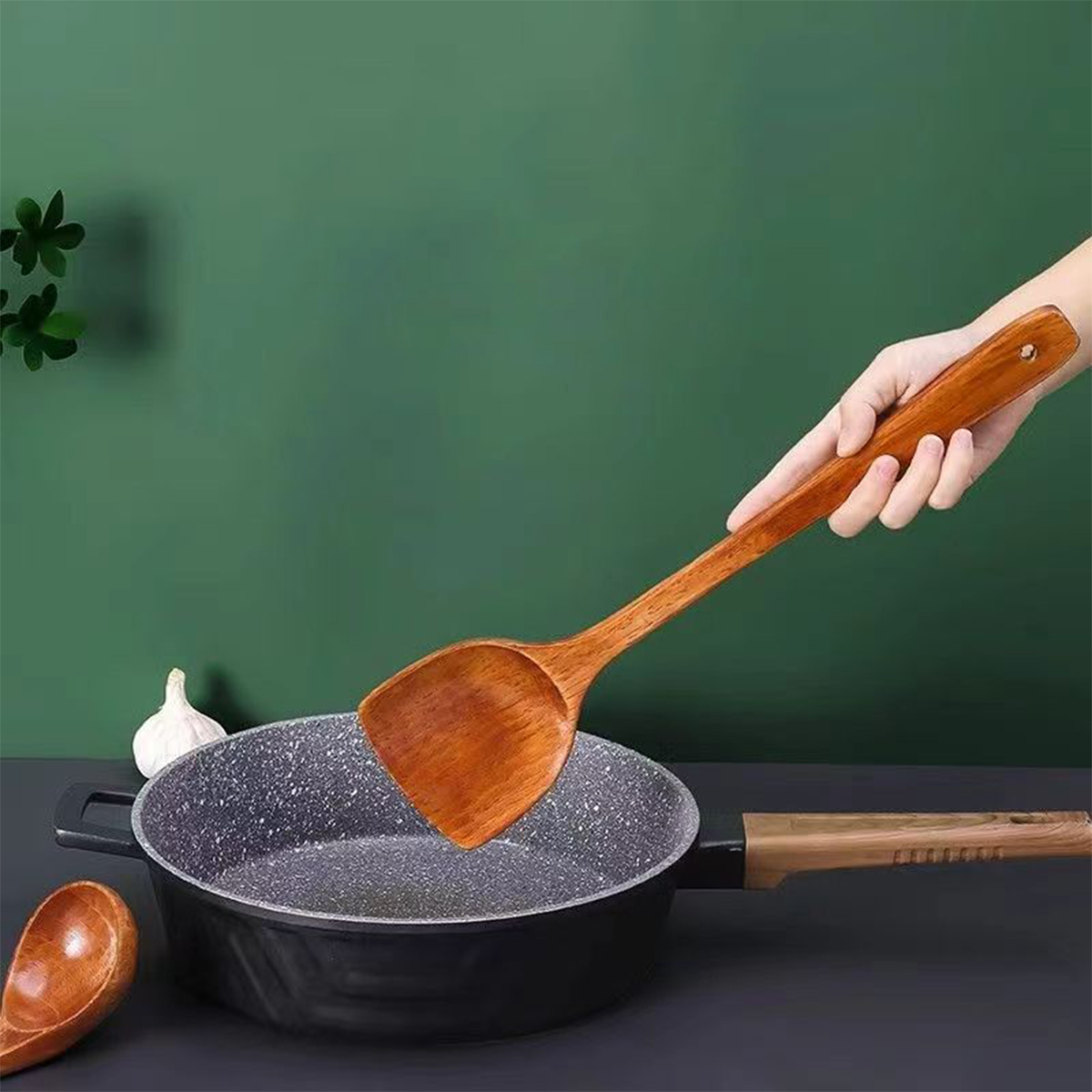 1pcs Home Spatula Wooden Spatu - مراجعة Home Cooking Services وسعره