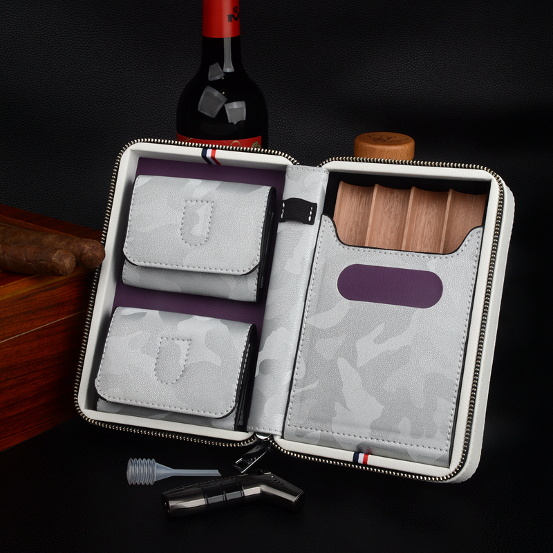Travel Cigar Case Leather Ciga - مراجعة Smoker Box Wood Chip وسعره