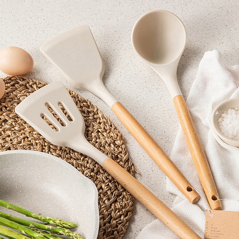 Heat Resistant Wooden Handle S - مراجعة Home Cooking Utensil Set وسعره