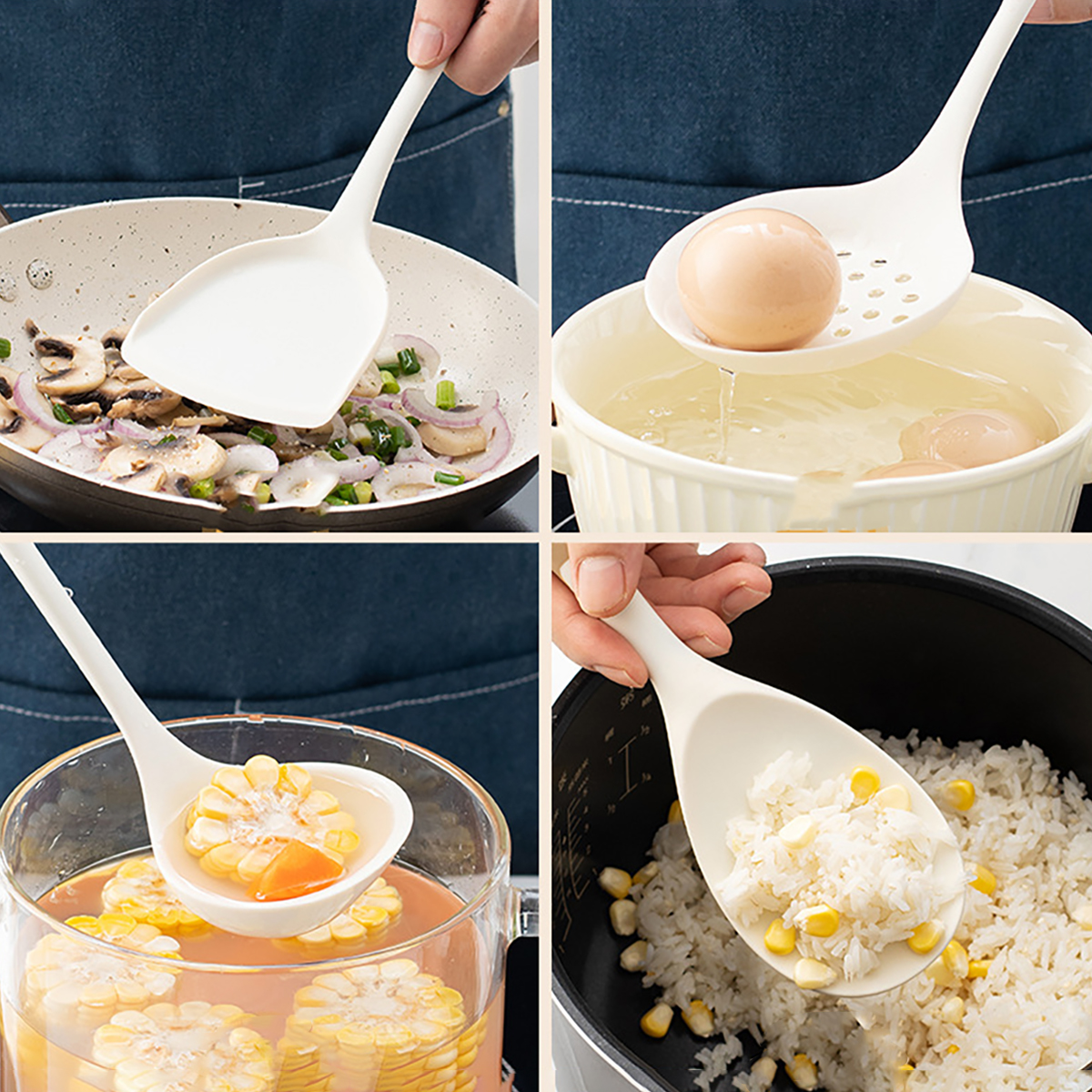 4pcs Silicone Kitchenware Uten - مراجعة Home Cooking Utensil Set وسعره