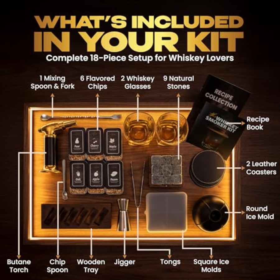 Premium Whiskey Smoker Kit Woo - مراجعة Smoker Box Wood Chip وسعره