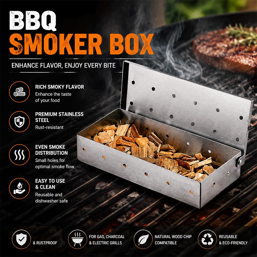 Stainless Steel BBQ Smoker Box - مراجعة Smoker Box Wood Chip وسعره