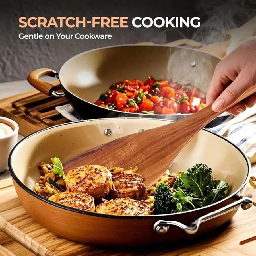 5 pcs Natural Acacia Wood Kitc - مراجعة Home Cooking Utensil Set وسعره