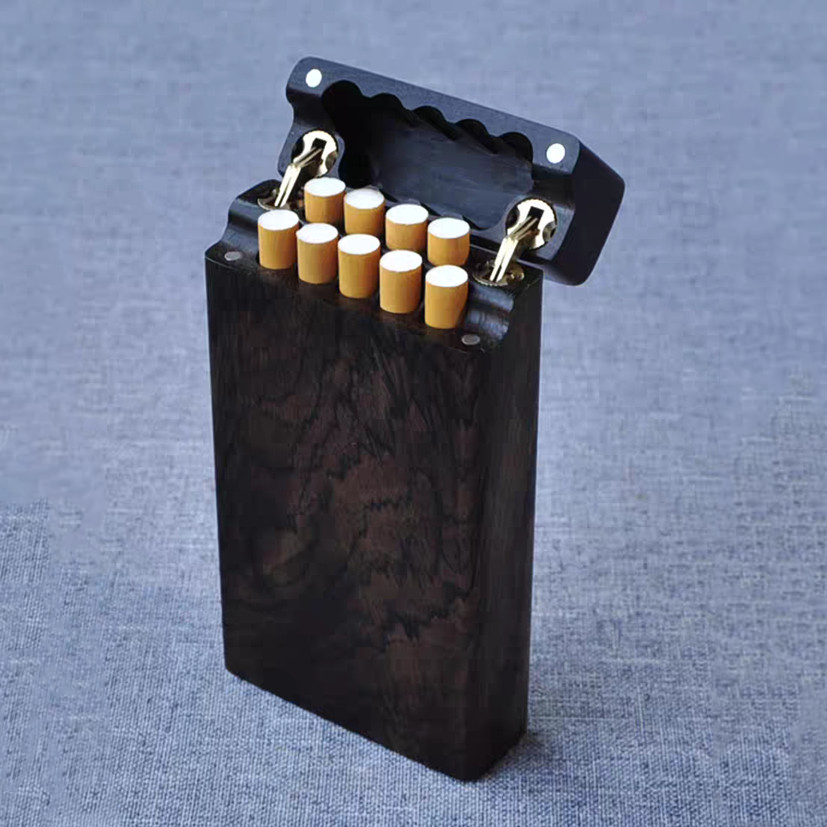 Ebony Flip Cigarette Case Port - مراجعة Smoker Box Wood Chip وسعره