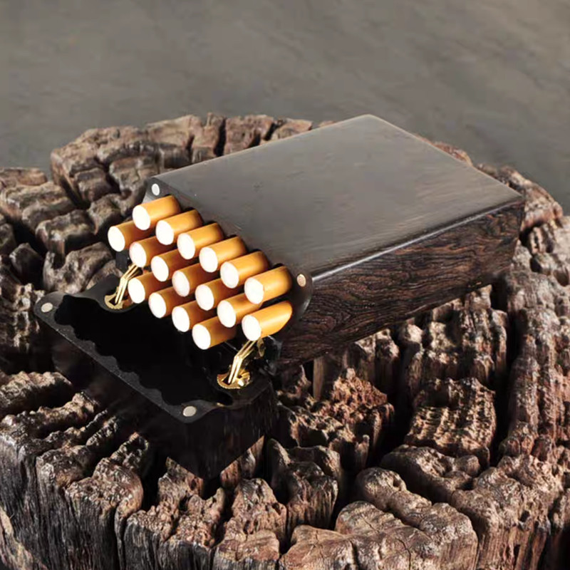 Ebony Flip Cigarette Case Port - مراجعة Smoker Box Wood Chip وسعره