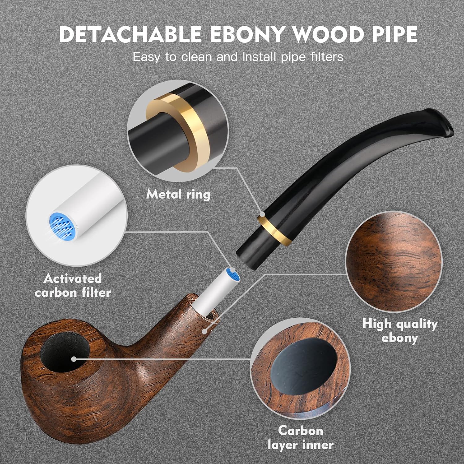 Tobacco Pipe Handmade Ebony Wo - مراجعة Smoker Box Wood Chip وسعره