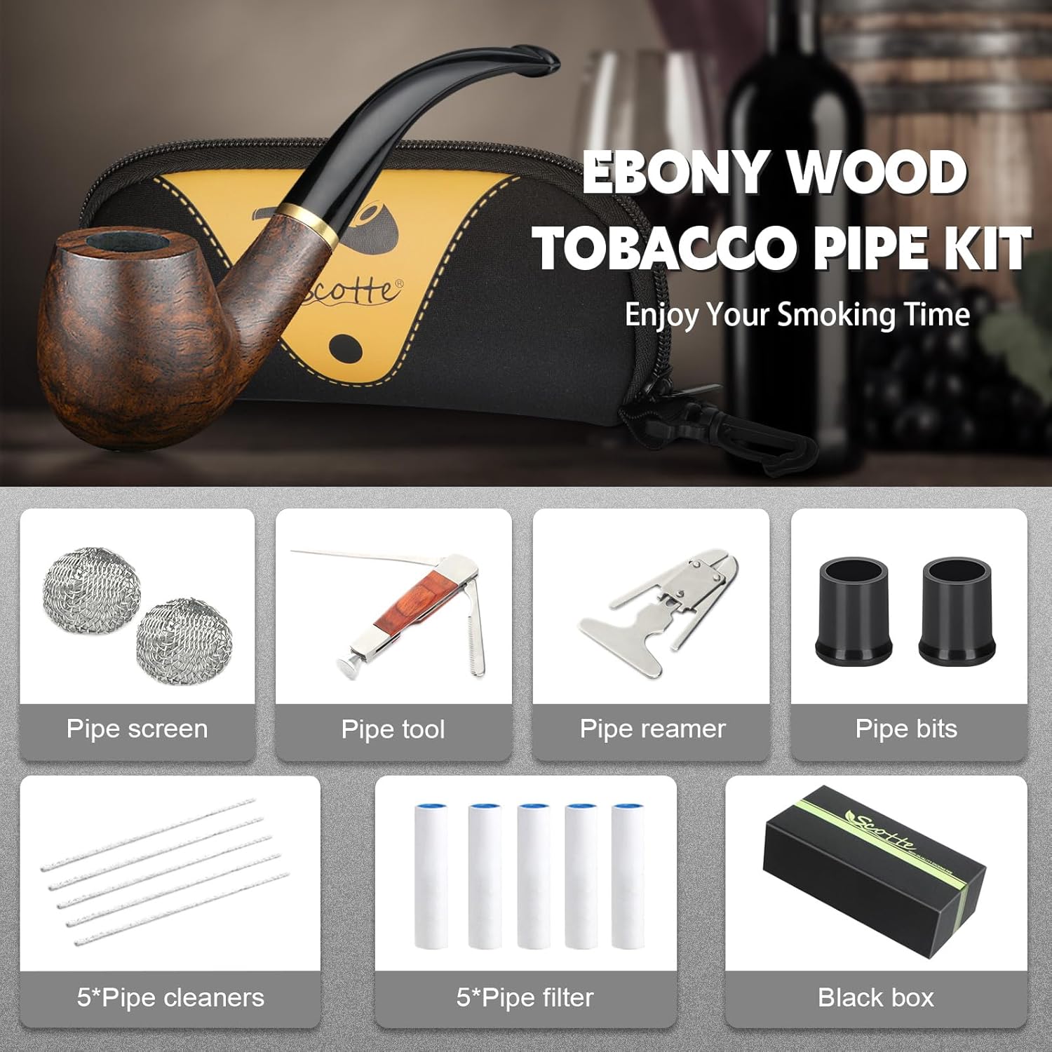 Tobacco Pipe Handmade Ebony Wo - مراجعة Smoker Box Wood Chip وسعره