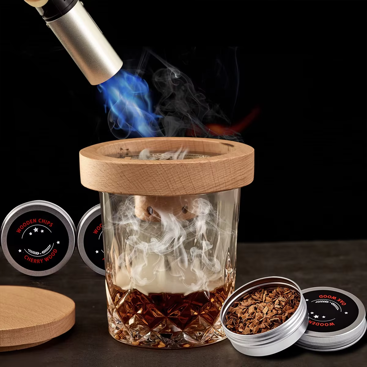NEW Cocktail Smoker Set Bar Wo - مراجعة Smoker Box Wood Chip وسعره