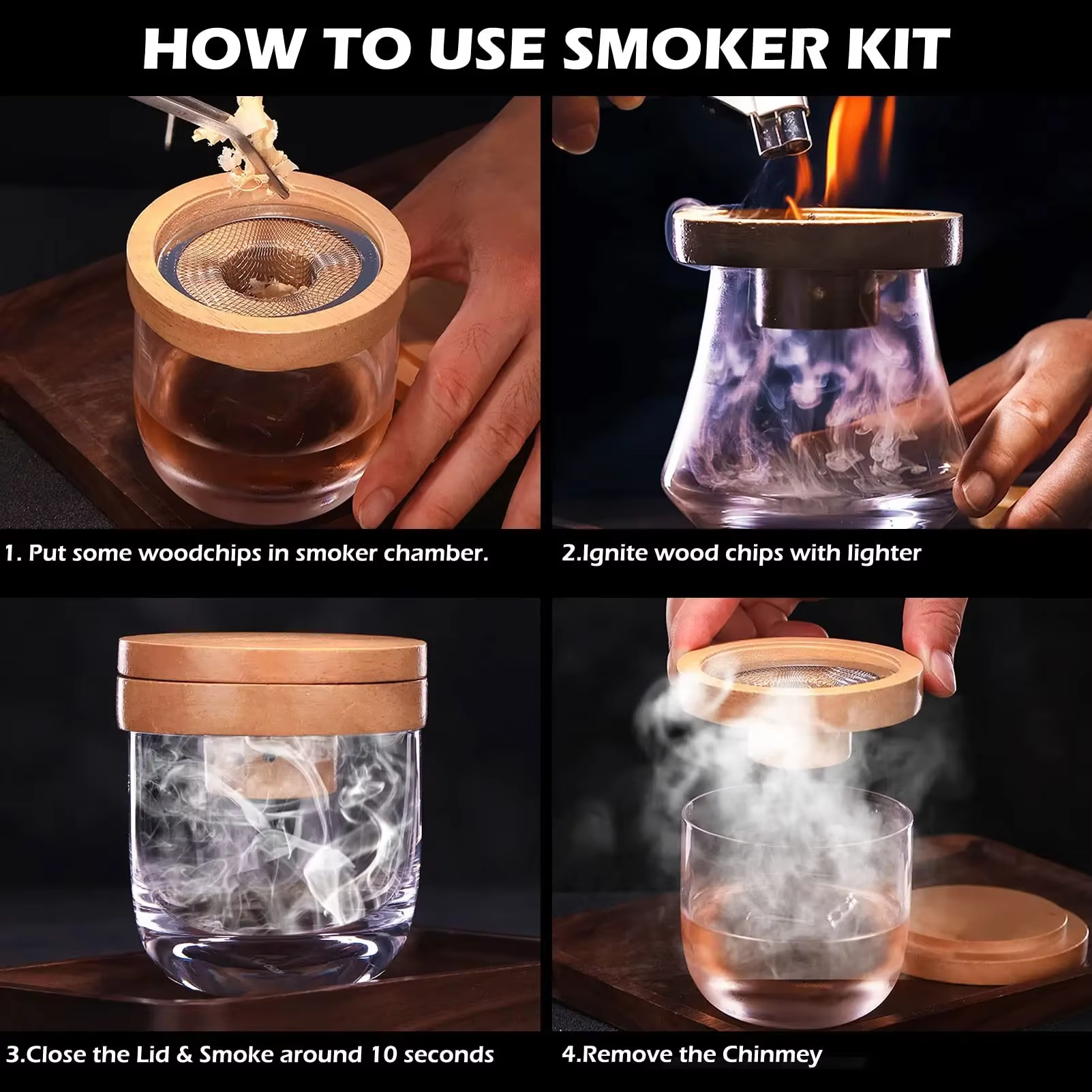 NEW Cocktail Smoker Set Bar Wo - مراجعة Smoker Box Wood Chip وسعره