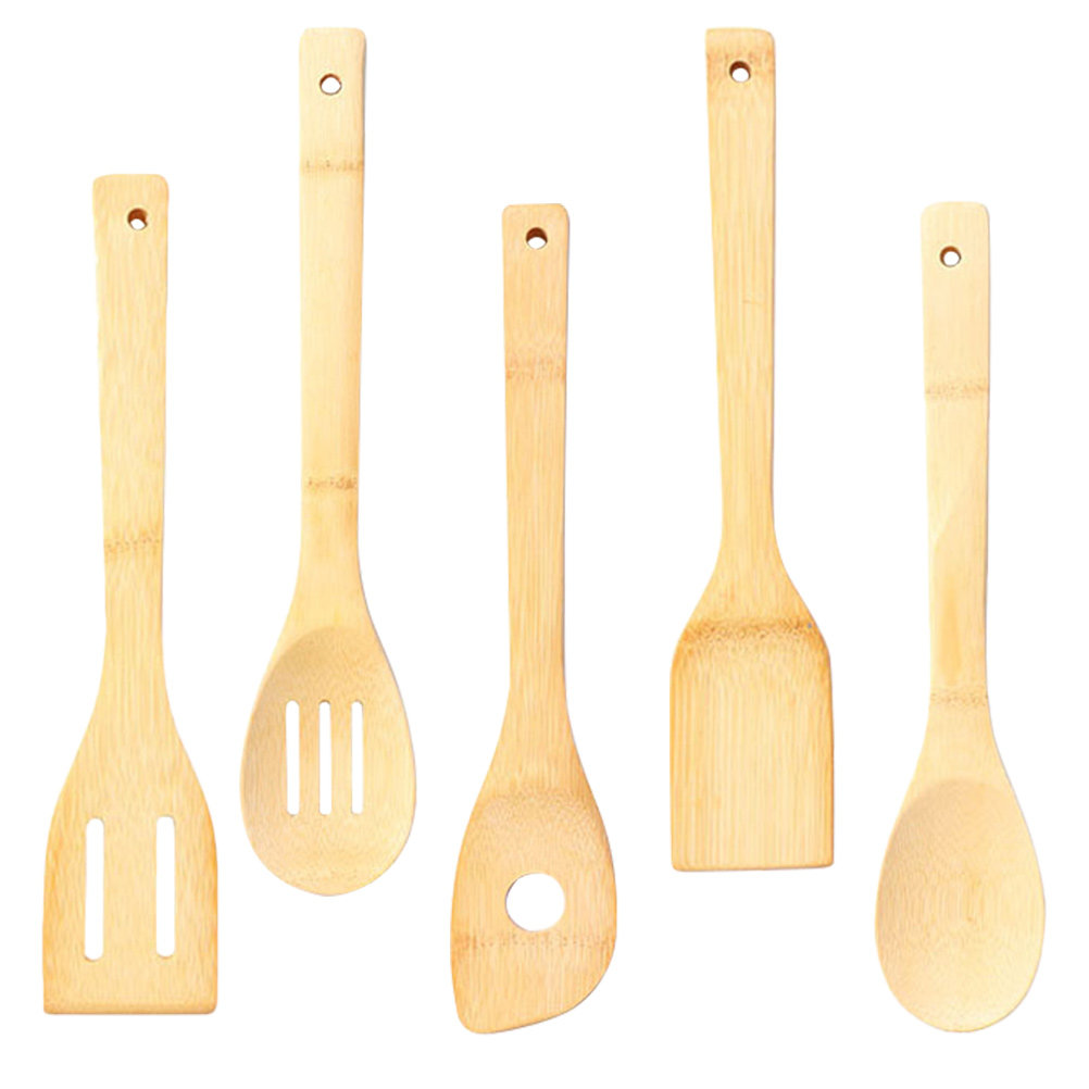 5Pcs Bamboo Cooking Utensil Se - مراجعة Home Cooking Utensil Set وسعره