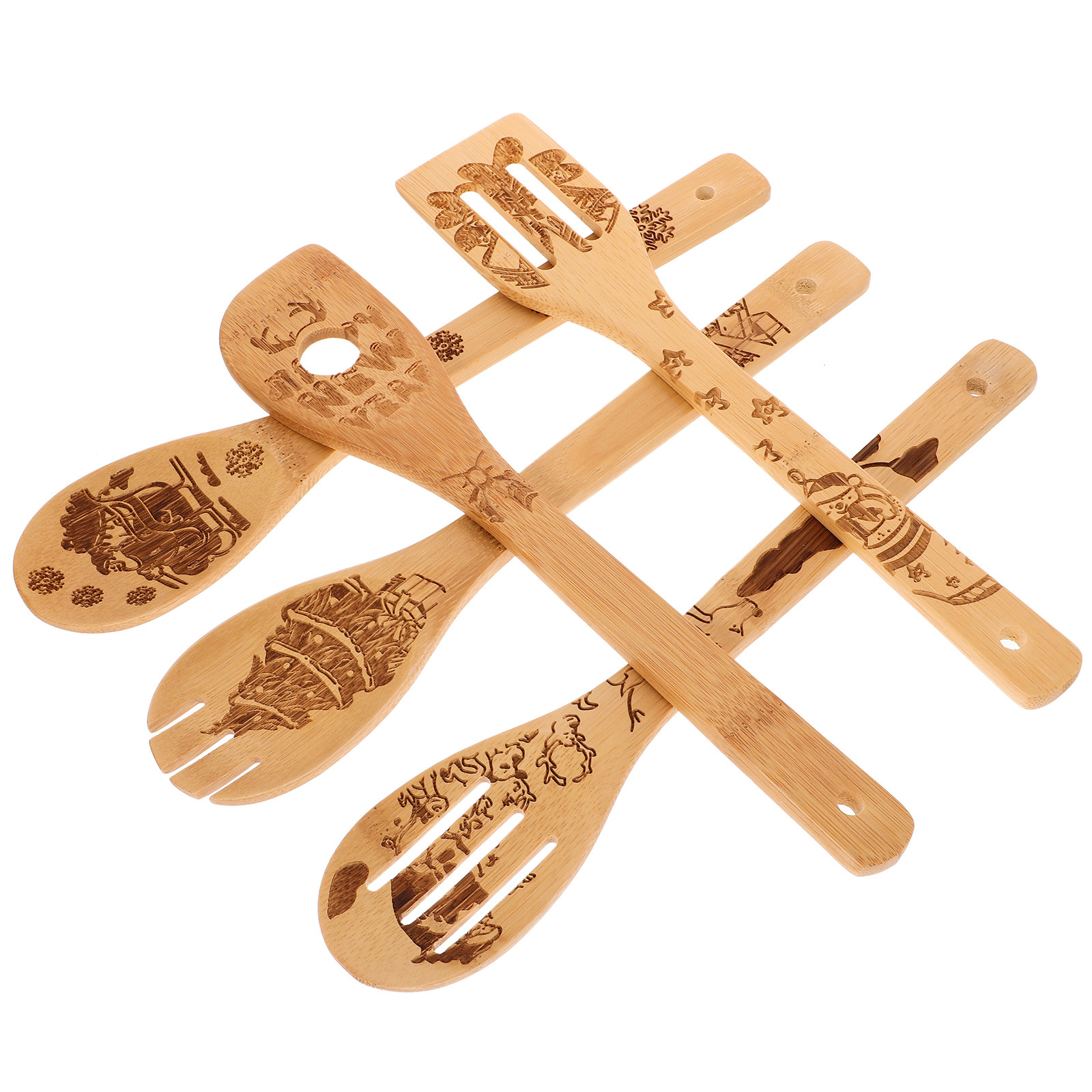 5 Pieces Wooden Spoon Set Bamb - مراجعة Home Cooking Utensil Set وسعره