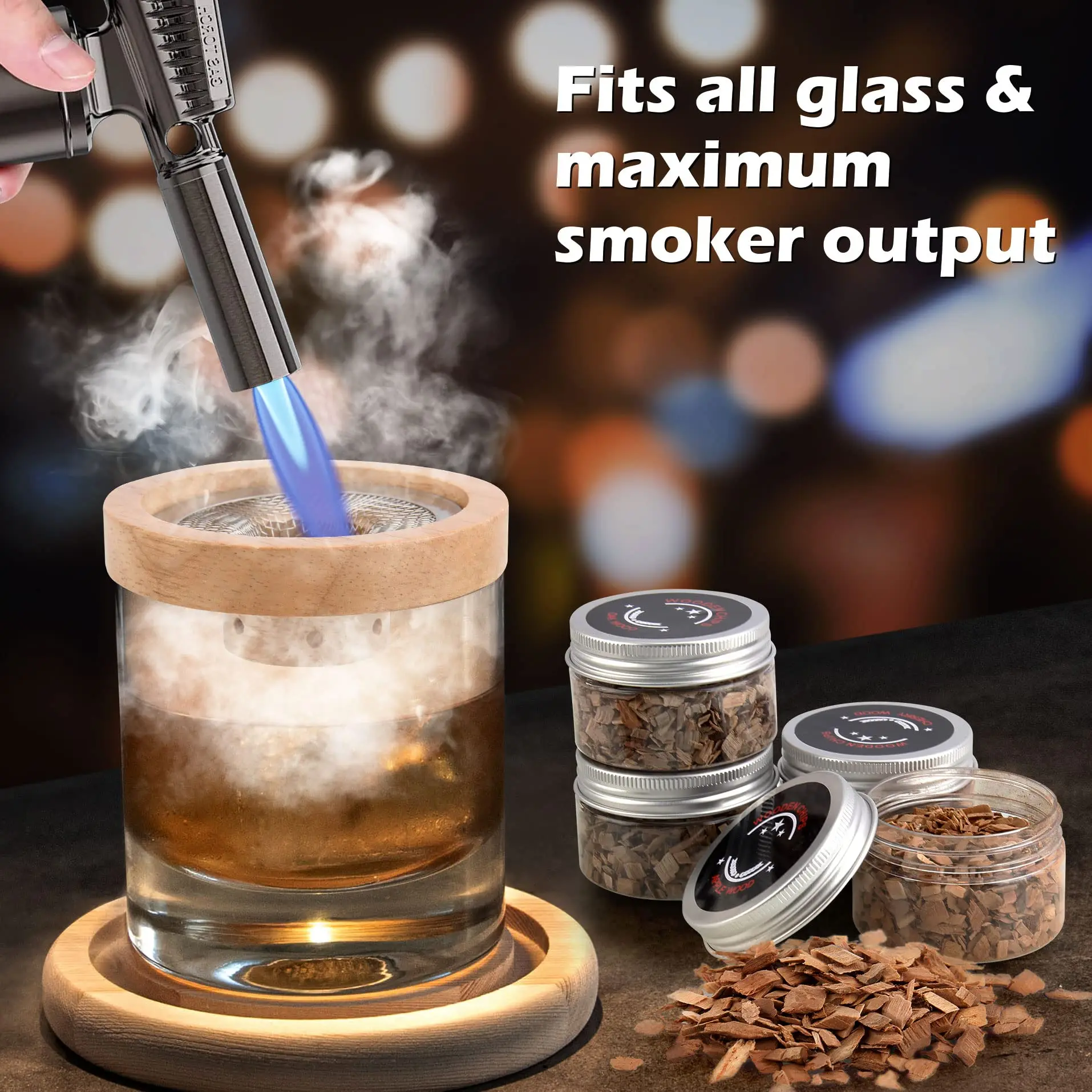 Cocktail Smoker Set Bar Wooden - مراجعة Smoker Box Wood Chip وسعره