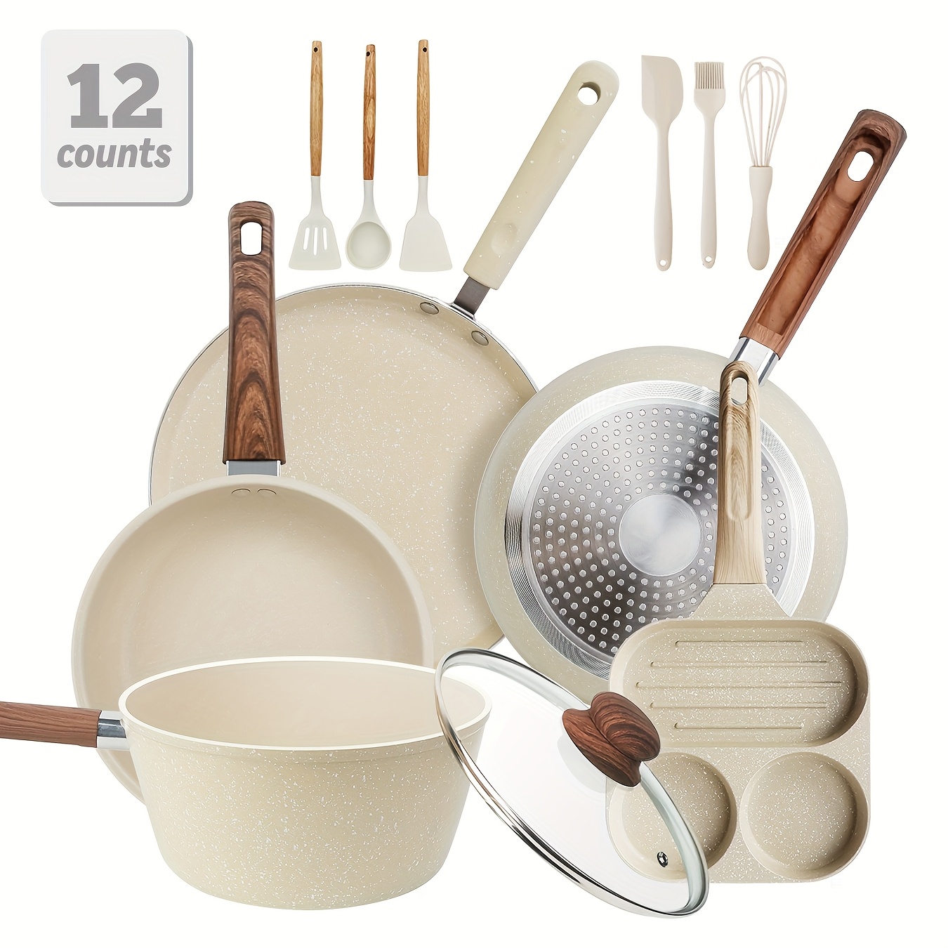 12/15pcs Nonstick Pans Pots Se - مراجعة Home Cooking Utensil Set وسعره