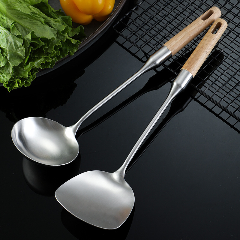 Stainless Steel Wooden Handle  - مراجعة Home Cooking Utensil Set وسعره